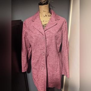 Denim & Co. pink Floral Corduroy Jacket, Women's Size Medium